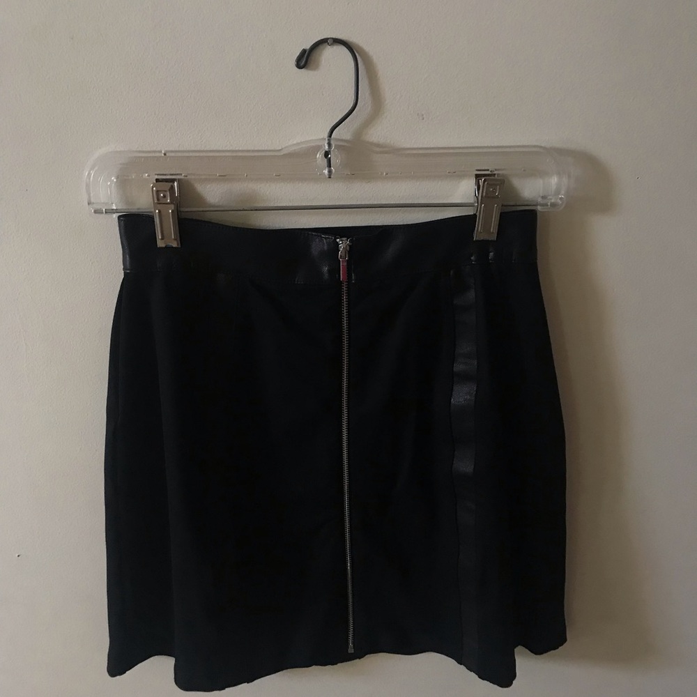 Zippered Skirt with Leather Detail